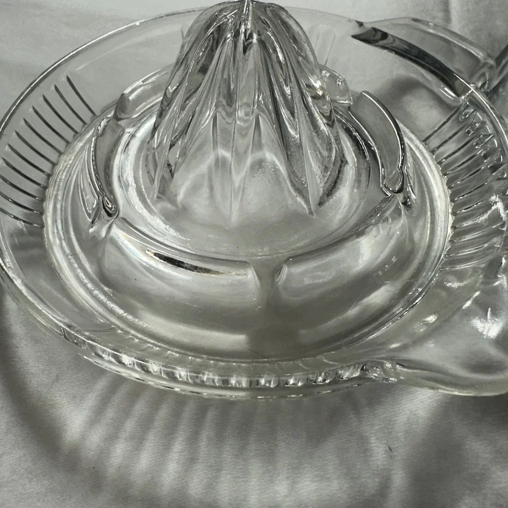 Vintage Glass Citrus Juicer Extractor Set‎ 2pc Clear Excellent Retro Kitchenware